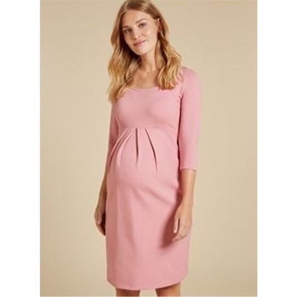 Isabella Oliver Maternity Dusty Pink Square Neck Paige Shift Dress 1 / 4 / S - Picture 1 of 8